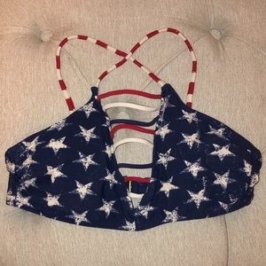 Xhiliaration American Flag Criss-Cross Bikini Top